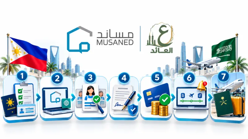 خطوات الاستقدام من الفلبين عبر منصة مساند حتى وصول العاملة